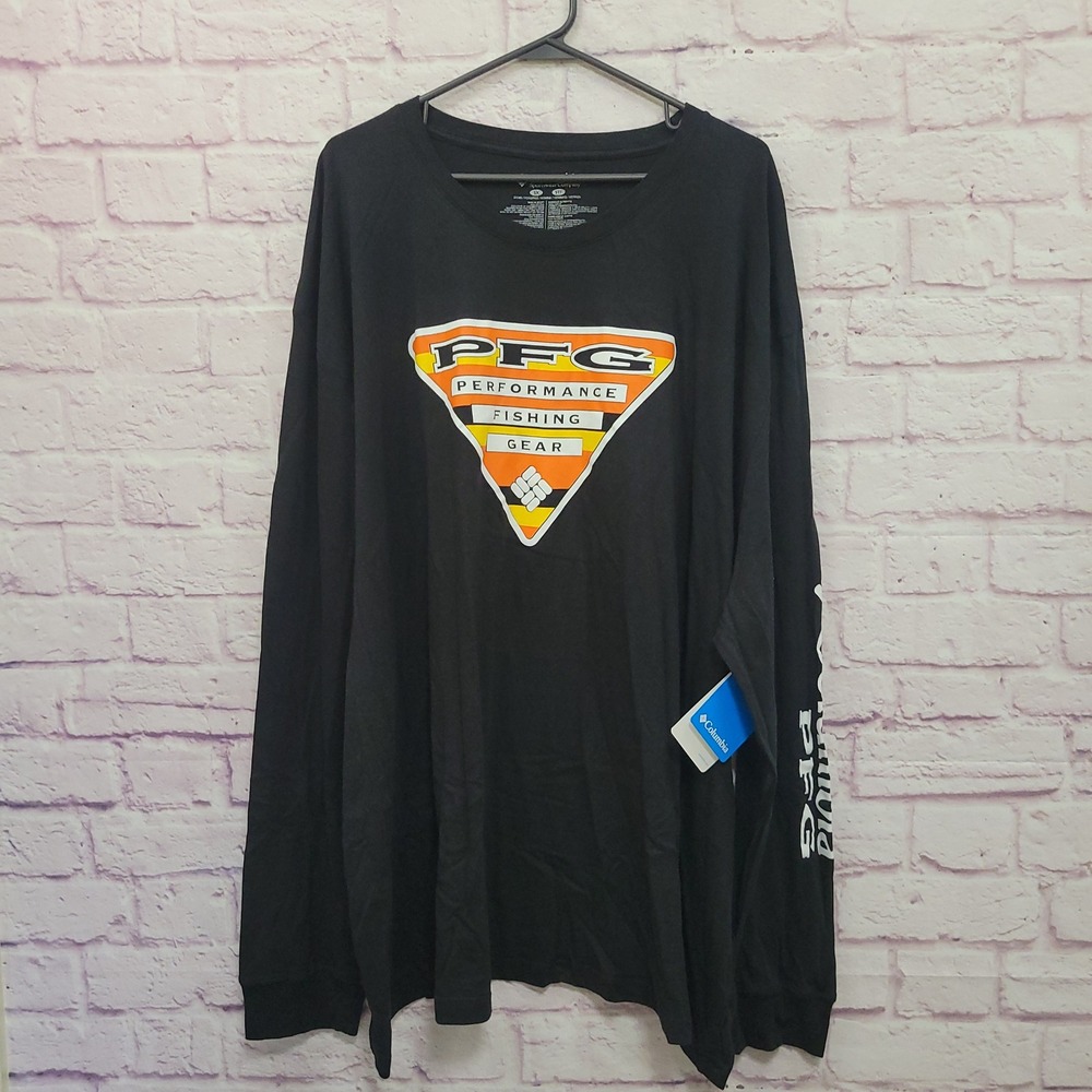 NEW Columbia PFG Black Graphic Tee Shirt Mens 5X Long Sleeve Outdoor Gorpcore